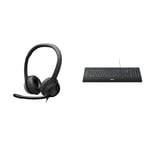 Logitech H390 Wired Headset for PC/Laptop, Stereo Headphones with Noise Cancelling Microphone & K280e Pro Wired Business Keyboard, QWERTY US-International Layout - Black