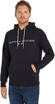 Tommy Hilfiger - Hoodie For Men - Tommy Hilfiger Men's Hoodie - Pullover Hoodie Featuring Tommy Logo Design - White Drawstring - Sky Captain - XXL