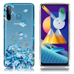 Deco Samsung Galaxy A11 / M11 kuoret - Sininen Kukka Tummansininen