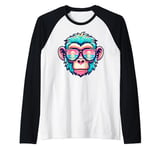 Monkey on Tropical Beach Vacation at Sunset Funny Animals Raglan Baseball Tee