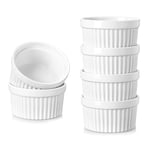 vancasso Lot de 6 ramequins en porcelaine blanche de 118 ml pour crème brûlée, soufflé, pour pâtisserie, pudding, sauces, passe au lave-vaisselle et au four, blanc