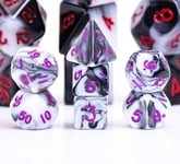 Mini Dice Black/White Blend/Purple RPG (7-Die set)