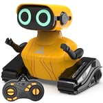 GILOBABY Robot Telecommandé Enfant, Jouet Robot Enfant avec Télécommande 2,4 GHz, Yeux LED, Mouvements de Danse, Tête et Bras Flexibles, Cadeau Anniversaire pour Garçons Filles Plus de 3 Ans (Jaune)