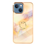 iPhone 13 Mini Case Bi-material Ring Support Rose Gold Marble Design