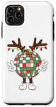 iPhone 11 Pro Max Christmas disco ball with antlers, peace sign, reindeer Case