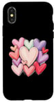 Coque pour iPhone X/XS Rose Rouge Pastel Bleu sarcelle Cœur Love Valentines Graphics