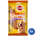 6x Pedigree Chien Snack Bandes De Viande Schmackos 12 Pièces