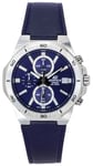 Casio EDIFICE Chronograph Blue Dial Leather Strap EFV-640L-2A 100M Mens Watch