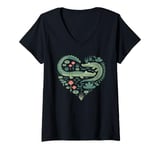 Womens Cute Alligator Heart Crocodile Gator for Kids V-Neck T-Shirt