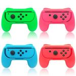 4pcs Contrôleur Joy-Con Manette Support Poignée, Compatible Avec Joy-Con Droite Ou Gauche Pour Nintendo Switch(;1x Rose Et 1x Vert + Red + Blue);