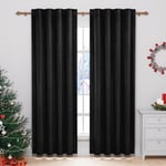 WOLTU 2 x Rideaux Occultants Rideau Opaque avec Ruban Transparent en Velours Thermiques Isolants pour Chambre Salon, Noir 140x270 cm