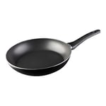 MasterChef Poêle à Frire Tout Feux, Induction, Gaz, Ceramique et Plus, Antiadhésive, Revêtement Anti-Dérapant, Poignée Ergonomique, en Aluminium, Lavable au Lave-vaisselle, 28cm, Noir