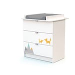 Webaby - Commode à langer 3 tiroirs Panda en bois