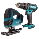 Makita 18V LXT Cordless 2 Speed DHP482 Combi Drill and DJV180 Jigsaw Body Only