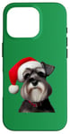 iPhone 16 Pro Miniature Schnauzer With Santa Hat Christmas Xmas Dog Owner Case