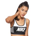 NIKE Sprt Dstrt Classic Bra Sports Bra - White/Carbon Heather/White, Small