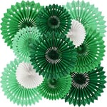 BEISHIDA Lot de 11 éventails ronds en papier à suspendre pour décoration de fête sur le thème des dinosaures, anniversaire, fête prénatale, été, forêt, carnaval, Saint Patrick