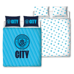 Manchester City FC Double Duvet Cover Set Club Crest Reversible Bedding Football