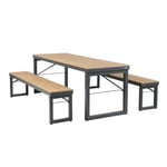 AXI Chianti Salon de Jardin avec Table et 2 bancs en Anthracite /Marron pour 6-8 Personnes | Table et Banc de Jardin/Table de