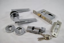 Venice Design Lever (Internal Cylinder & Thumbturn Lockset) Door Pack -  PS/SS