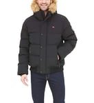 Tommy Hilfiger Men's Arctic Cloth Quilted Snorkel Bomber Jacket Parka, Black, 3XL