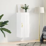 Maisonchic - Armoire murale, Etagère murale, Meuble de rangement blanc brillant 34, 5x34x90 cm bois d'ingénierie qwe16539