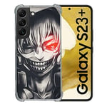 Cokitec Coque Renforcée en Verre Trempé pour Samsung Galaxy S23 Plus Manga Tokyo Ghoul Kaneki Noir