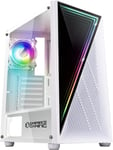 Boîtier Pc Gamer Crystal-Argb Moyenne Tour Atx,Micro Atx Et Itx-Façade 3D Effet Miroir-Ventilateurs 1 X 120Mm 3 Pins 5 Volts Led Rgb Adressable Et 1 X 120Mm Standard-Blanc