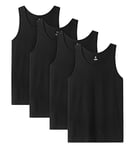 LAPASA Lot de 4 Débardeurs Homme Maillots de Corps 100% Coton T-Shirts sans Manches Sport Gym Léger M36 Noir M