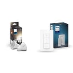 Philips Hue White, ampoules LED Connectées GU10, Compatible Bluetooth, pack de 2 & Hue Dim Switch Télécommande nomade variateur de lumière V2