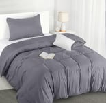 Utopia Bedding Housse de Couette 1 Personne 135x200 cm avec 1 Taie d'oreiller 50x75 cm (Gris) - Parure de lit 1 Personne 135 x 200 cm - Ensembles de Housses de Couette en Microfibre brossée Douce