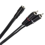 Plugger, câble en Y 2 Cinch RCA mâle vers mini Jack TRS femelle stéréo 3,5mm. Hifi, ampli, récepteur AV, haut-parleur, appareil DJ, synthé, carte son et autres. Longueur 0,6m. Qualité Professionnelle.