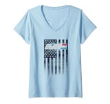 Womens G.I. Joe 4th Of July American Flag Distressed Logo V-Neck T-Shirt