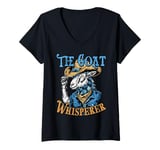 Womens Goat Whisperer Retro Cowboy Humor Western Goat Lover Man V-Neck T-Shirt