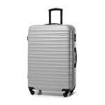 WITTCHEN Valise de Voyage Bagage à Main Valise Cabine Valise Rigide en ABS avec 4 roulettes pivotantes Serrure à Combinaison Poignée télescopique Groove Line Taille L Gris