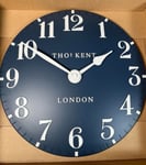 JOHN LEWIS NEW Thomas Kent Arabic Numerals Wall Clock, Blue Ink, 12" (30cm)