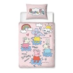 Peppa Pig Junior Duvet Cover Set Toddler Bedding Playful Puddles Pink Reversible