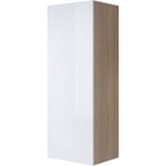 Armoire murale 1 porte Meuble de Rangement suspendu 40x126x29cm 3 compartiments Modèle Luke V1 Sonoma mat et Blanc Finition brillante