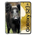 Cokitec Coque Renforcée en Verre Trempé pour Samsung Galaxy S23 Plus Chasse Sanglier Bois