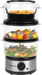 Salter 3-Tier Food Steamer - 7.5L Stainless Steel Multi-Cooker for Meat, Dumplin