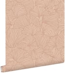 papier peint feuilles de ginkgo terracotta claire - 0.53 x 10.05 m - 139490