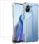 For Xiaomi 11 Lite 5G NE Case Clear Shockproof Cover & Glass Screen Protector