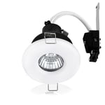 4 Pack Gloss White Ceiling GU10 Downlights With Cool White Bulbs