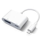 Lightning Digital AV-adapter iPhone iPad HDMI-adapter till TV HDMI-kabelkontakt 1080P Synkroniserad skärm TV/HDTV/Monitor/Projektor Kompatibel, Plug and Play