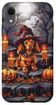 iPhone XR Funny Red Dachshund Dog Witch Hat Halloween Men Women Kids Case