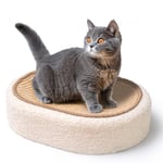 ComSaf Cat Scratcher Bed, Cat Scratching Board, Cat Scratch Pad for Indoor Cats Grinding Claw, Oval Sisal Cat Scratcher for Kitten, Cat Scratch Lounge Protect Furniture Sofa, No Debris No Mess