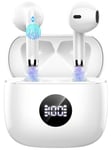 Wireless Earbuds, Bluetooth 5.3 Headphones in Ear with 4 ENC Noise Cancelling Mic, Bluetooth Earbuds 40Hrs Playtime, Wireless Earphones HiFi Stereo Deep Bass, IP7 Waterproof USB-C Fast Charge White