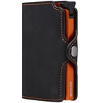 BEWMER Porte-Cartes de crédit 1 écran | Portefeuille Slim pour Homme et Femme | Porte-Cartes et Documents avec Protection RFID et Pince à Billets en Fibre de Carbone, Noir Rouge, Senza Zip