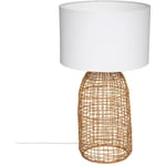 Atmosphera Créateur D'intérieur - Lampe à poser en Rotin et Abat-jour Blanc h 55 cm - Atmosphera