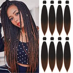 8 Packs Pre Stretched Braiding Hair Extensions -16 Inch Hot Water Setting Omber Braiding Crochet Hair PreStretched Braiding Hair braids Extensions (1B/30#)